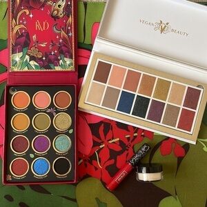 Brand New Kat Von D Set of 2 Vegan Eyeshadow Palettes, Setting Powder & Red Lip